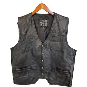 ITALIAN STONE GENUINE LEATHER VEST SIZE XXXL